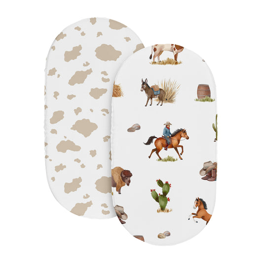 Country Western Collection 2 Pack Baby Bassinet Fitted Sheets