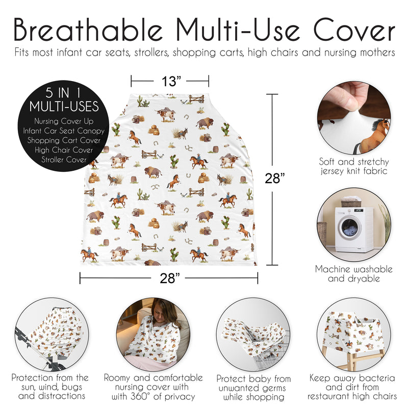 Country Western Collection Multi Use Baby Car Seat and Nursing Cover