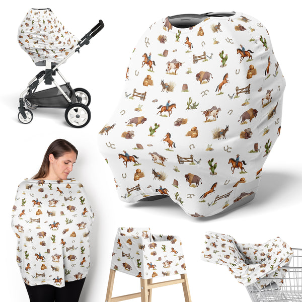 Country Western Collection Multi Use Baby Car Seat and Nursing Cover