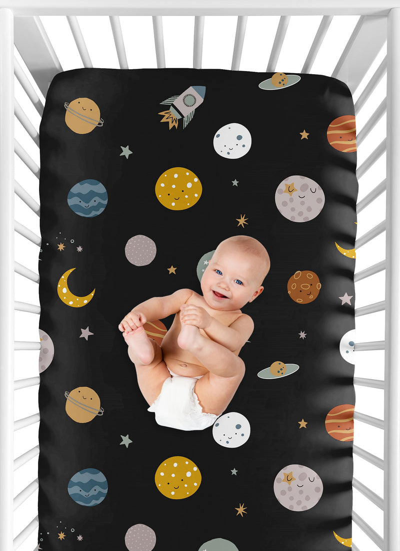 Black Space Galaxy Collection Crib Sheet