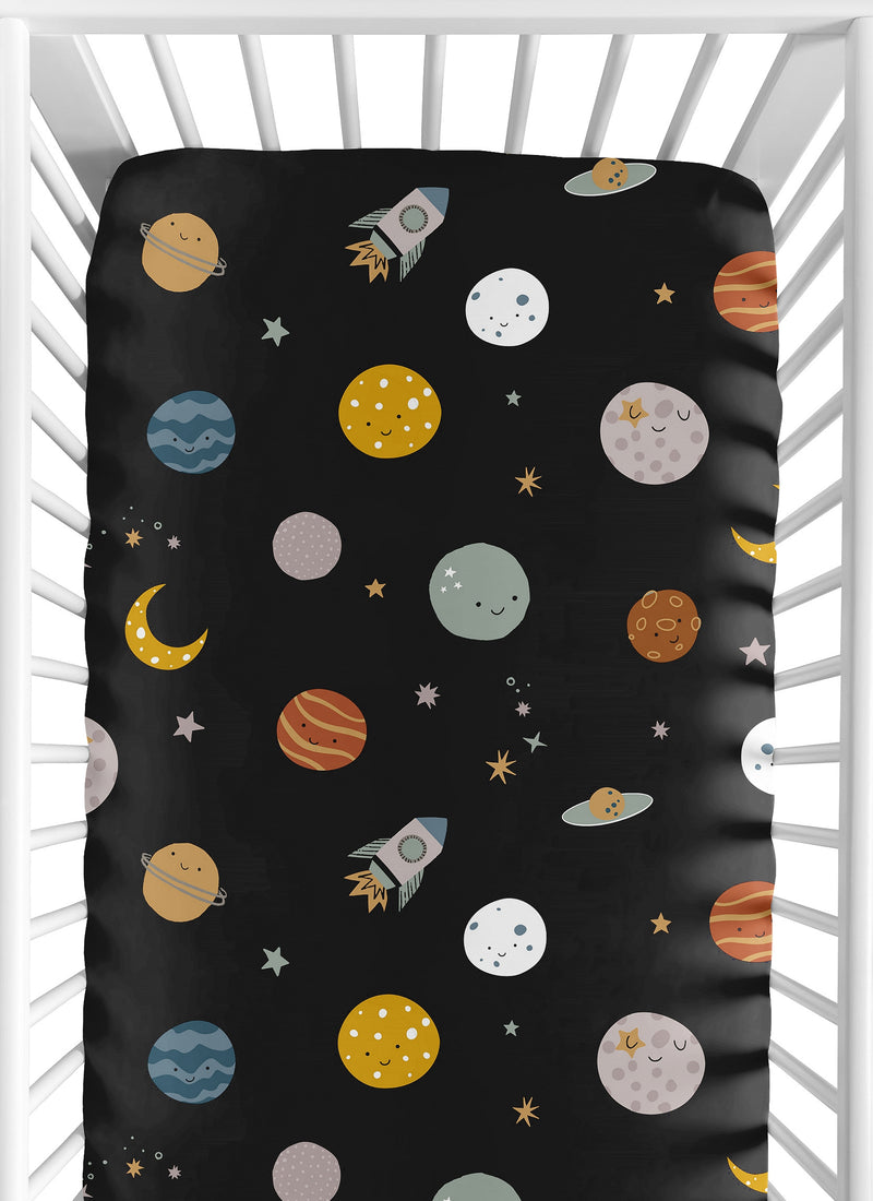 Black Space Galaxy Collection Crib Sheet