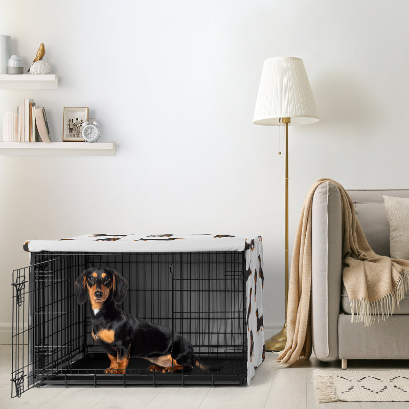 Cartoon Puppy Collection Dog Crate Kennel Cover 36in. - Dachshund Print