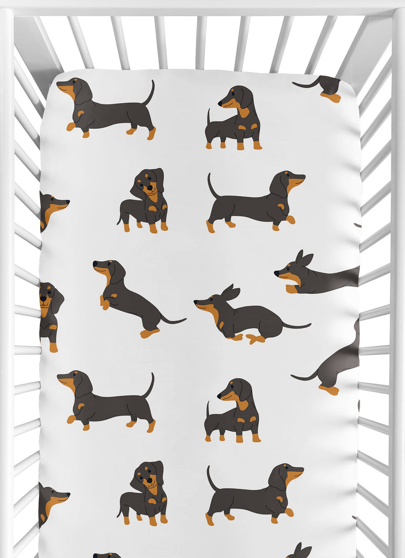Cartoon Puppy Dog Collection Dachshund Crib Sheet