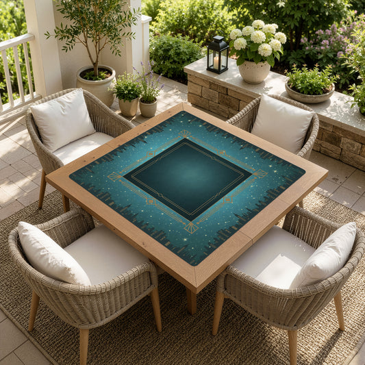 Blue Art Deco Collection Mahjong Mat for Table - Shipped Rolled