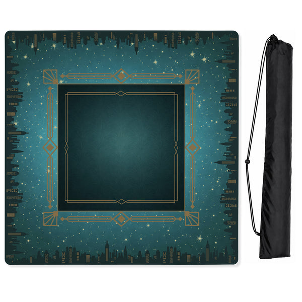 Blue Art Deco Collection Mahjong Mat for Table - Shipped Rolled