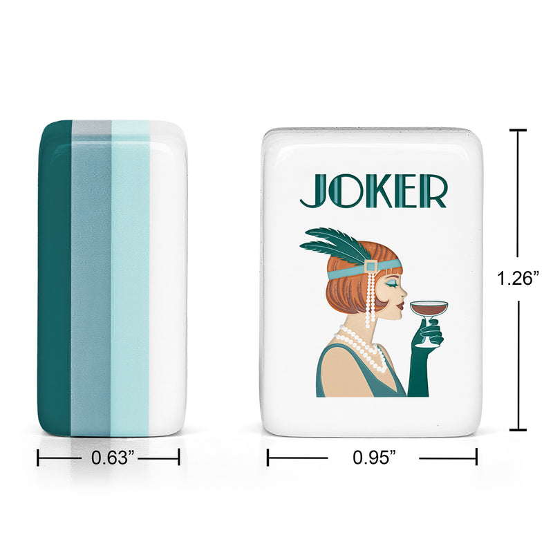 Blue Art Deco Collection American Mahjong Tile Set (160pc) 1.26in. Layered Acrylic with Travel Bag