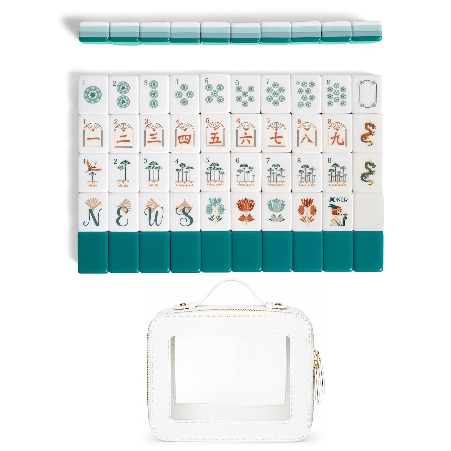 Blue Art Deco Collection American Mahjong Tile Set (160pc) 1.26in. Layered Acrylic with Travel Bag