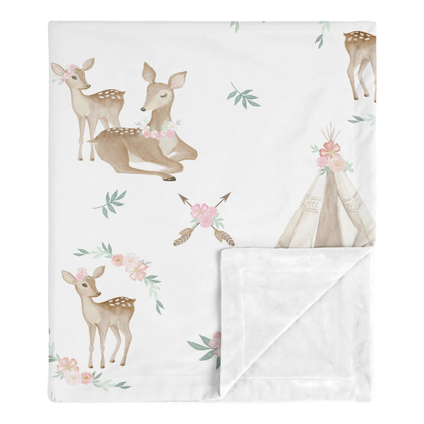 Deer Floral Collection Baby Blanket