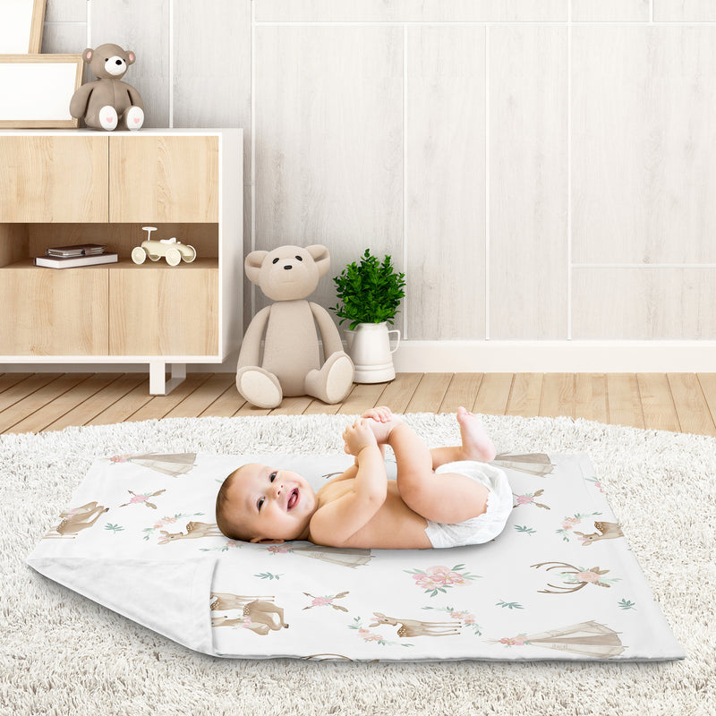 Deer Floral Collection Baby Blanket