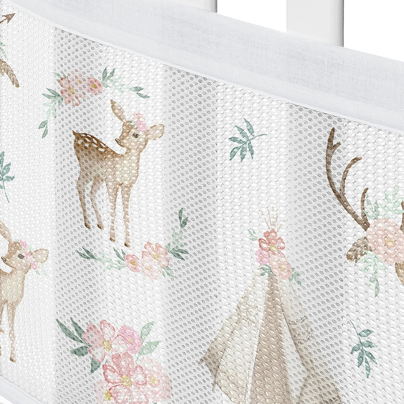 Deer Floral Collection Sweet Jojo Designs + BreathableBaby Breathable Mesh Crib Liner