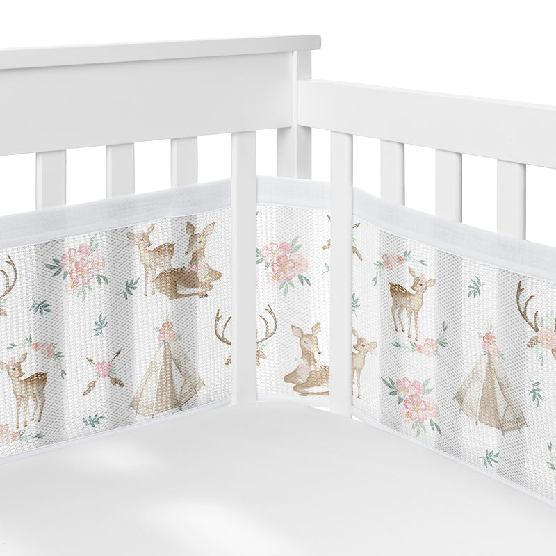 Deer Floral Collection Sweet Jojo Designs 6 Piece Crib Bedding + BreathableBaby Breathable Mesh Liner