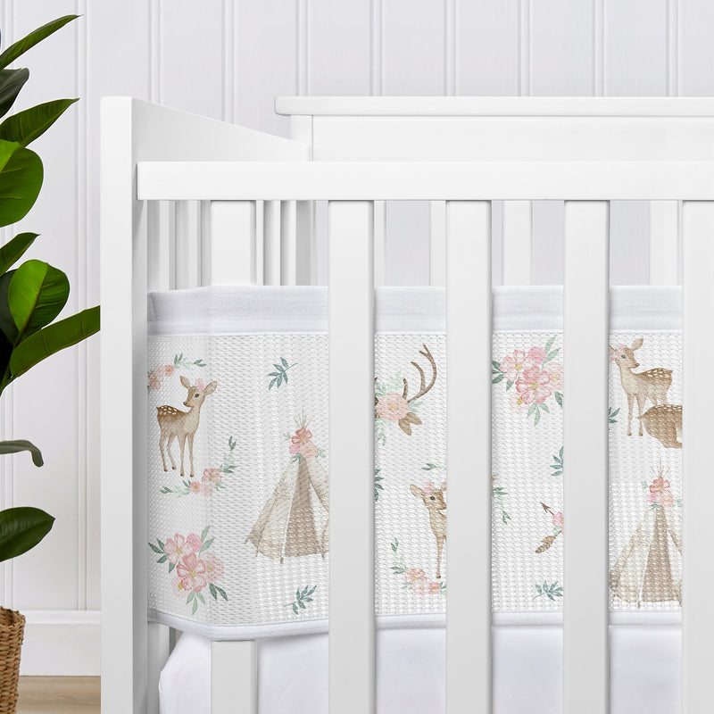 Deer Floral Collection Sweet Jojo Designs + BreathableBaby Breathable Mini Mesh Crib Liner