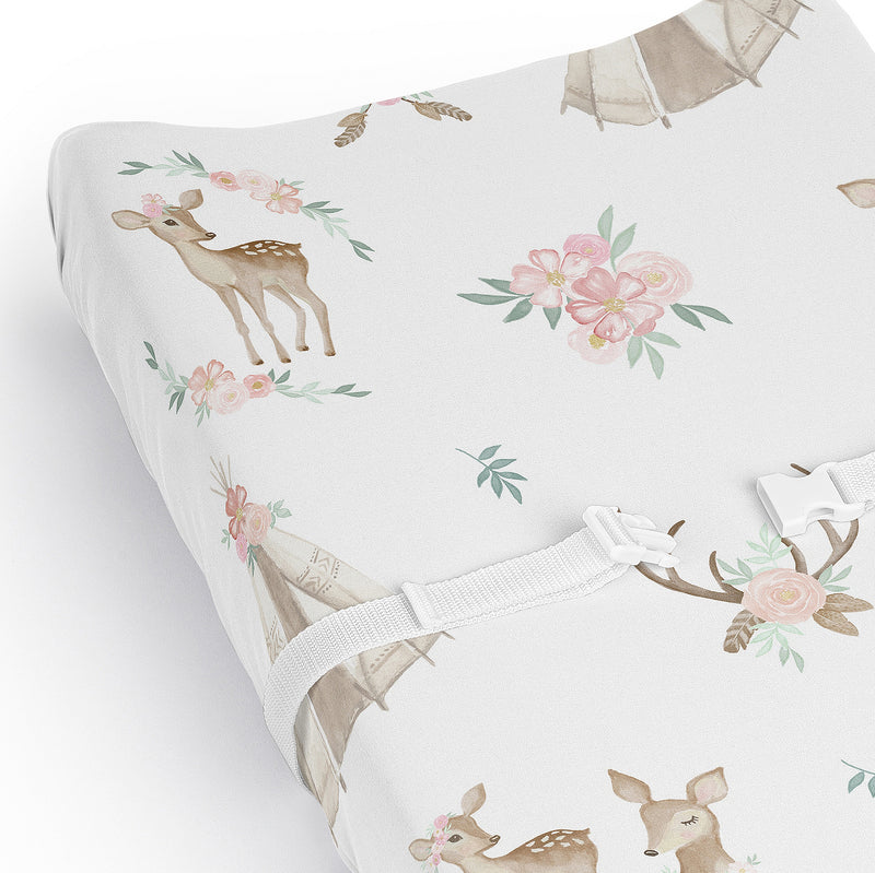 Deer Floral Collection Changing Pad Cover Sheet