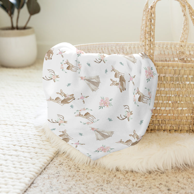 Deer Floral Collection Baby Swaddle Blanket