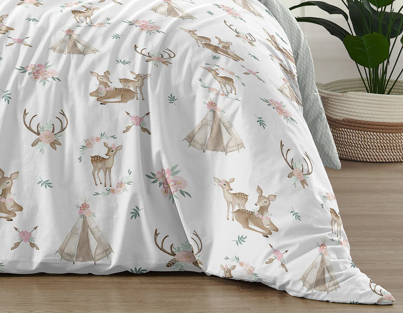 Deer Floral Collection Twin Bedding