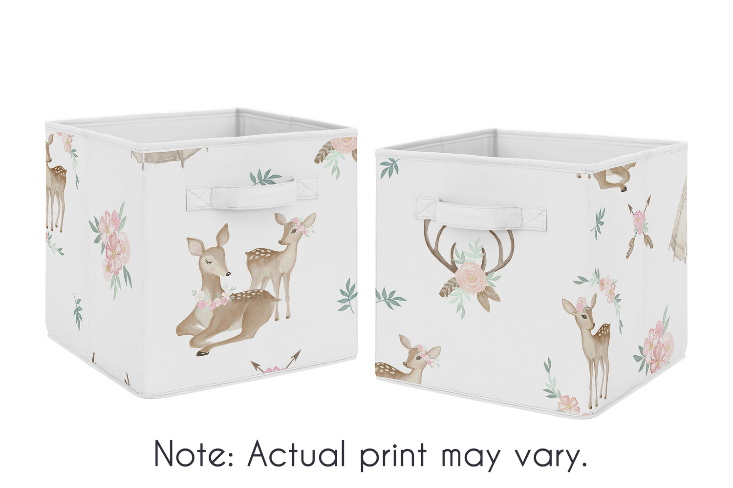 Deer Floral Collection Foldable Fabric Storage Bins