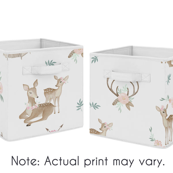 Deer Floral Collection Foldable Fabric Storage Bins