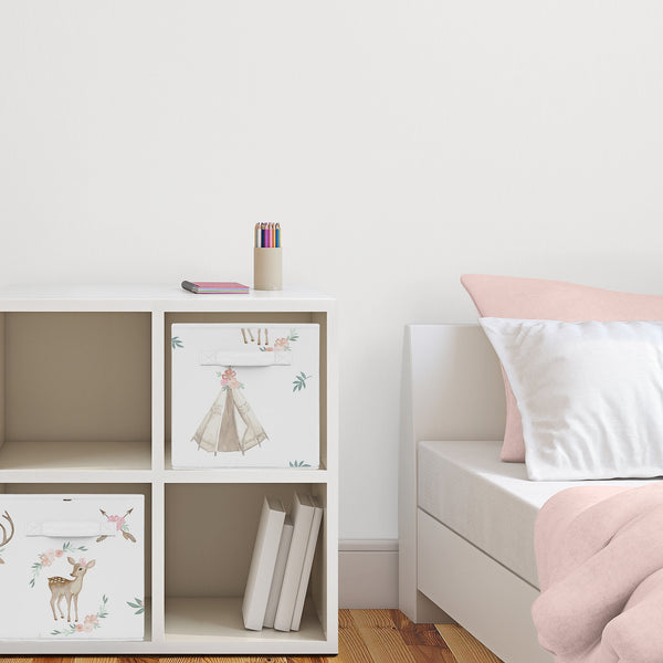 Deer Floral Collection Foldable Fabric Storage Bins alternate view