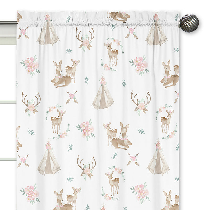 Deer Floral Collection Window Panels - Set of 2
