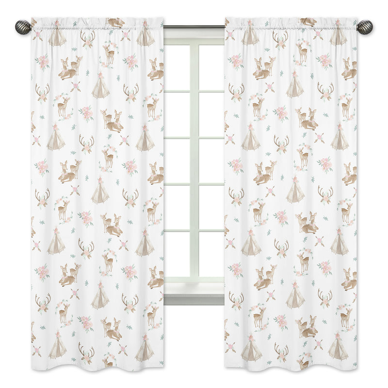 Deer Floral Collection Window Panels - Set of 2