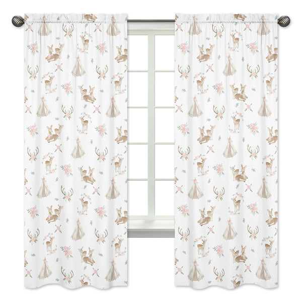 Deer Floral Collection Window Panels - Set of 2