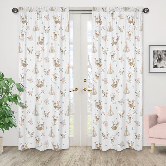 Deer Floral Collection Window Panels - Set of 2