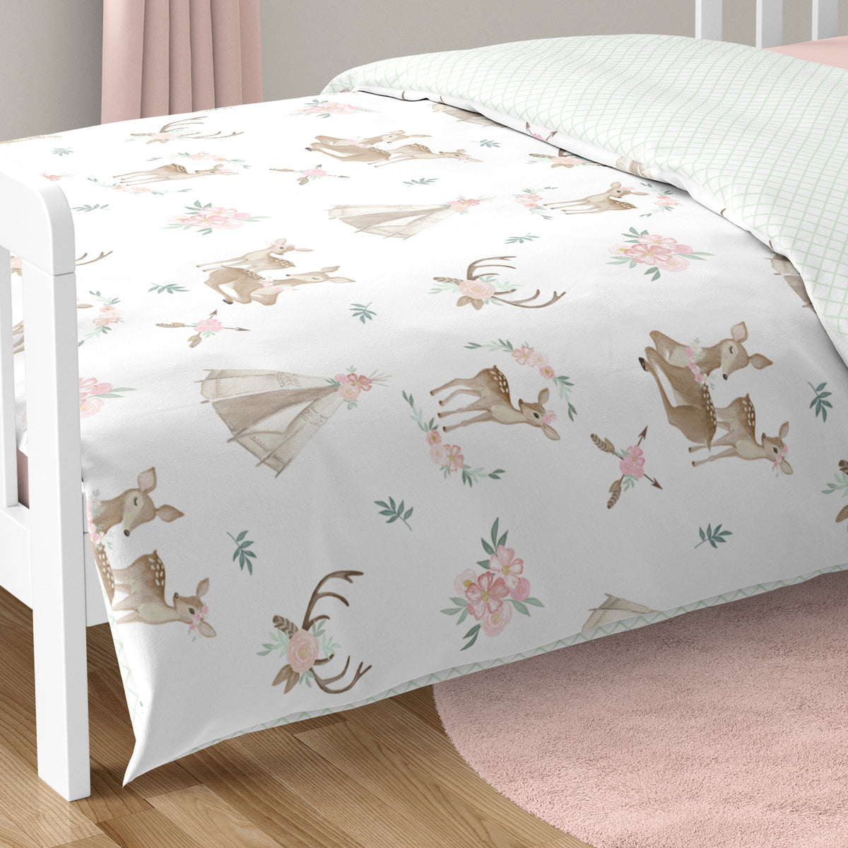 Deer Floral Collection Toddler Bedding