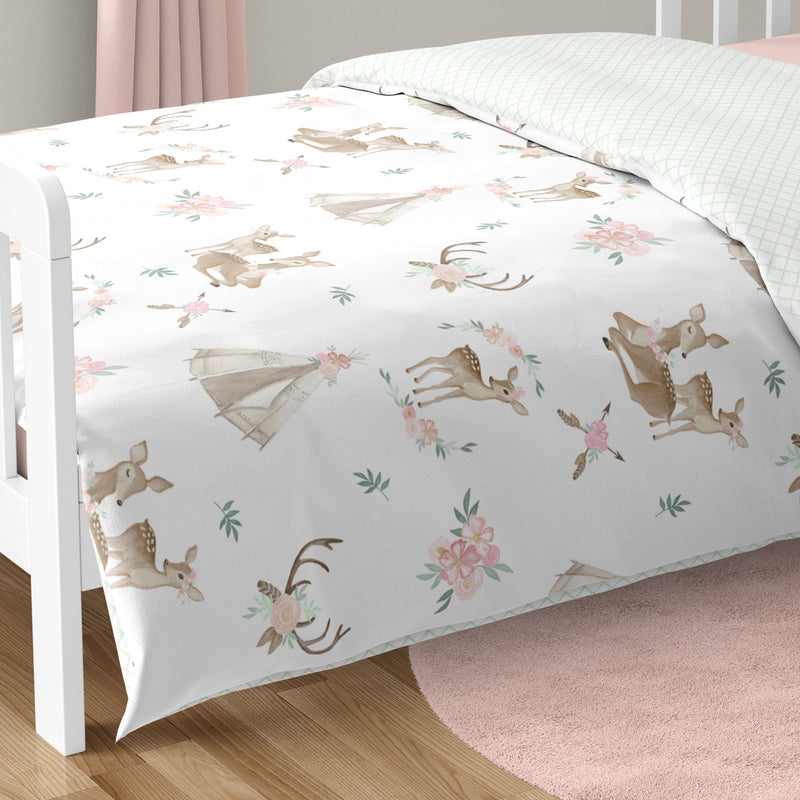 Deer Floral Collection Toddler Bedding