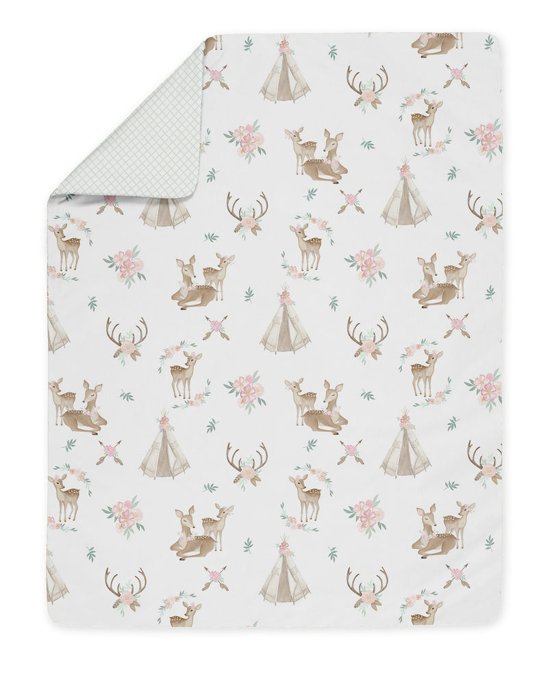 Deer Floral Collection Toddler Bedding