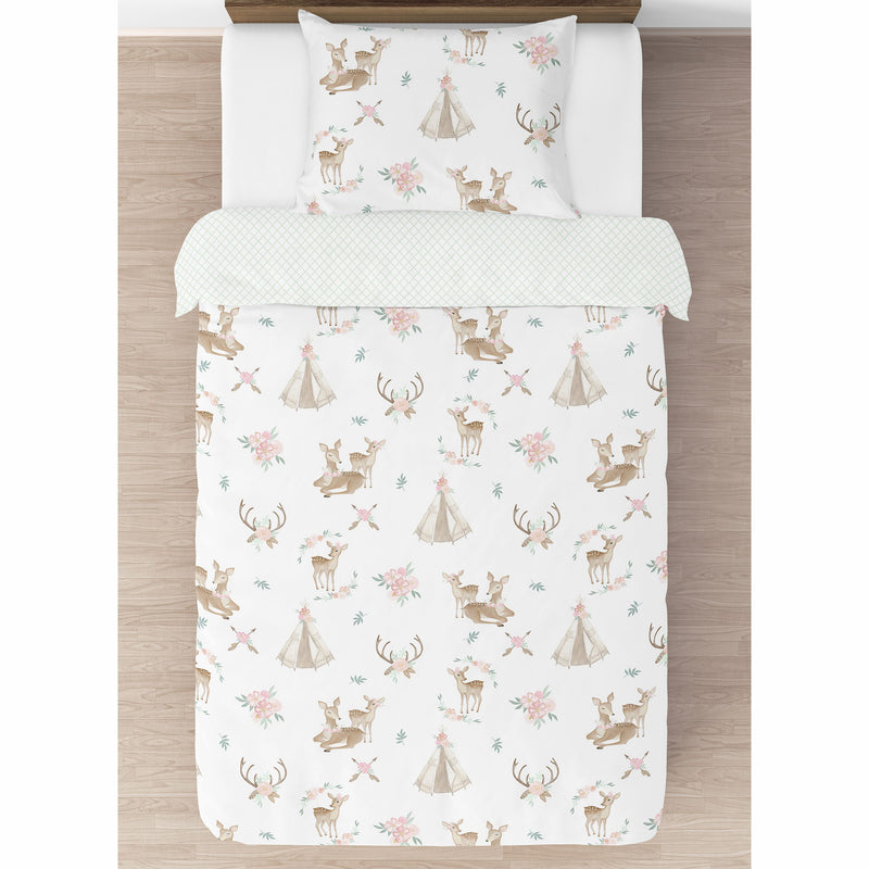 Deer Floral Collection Twin Bedding