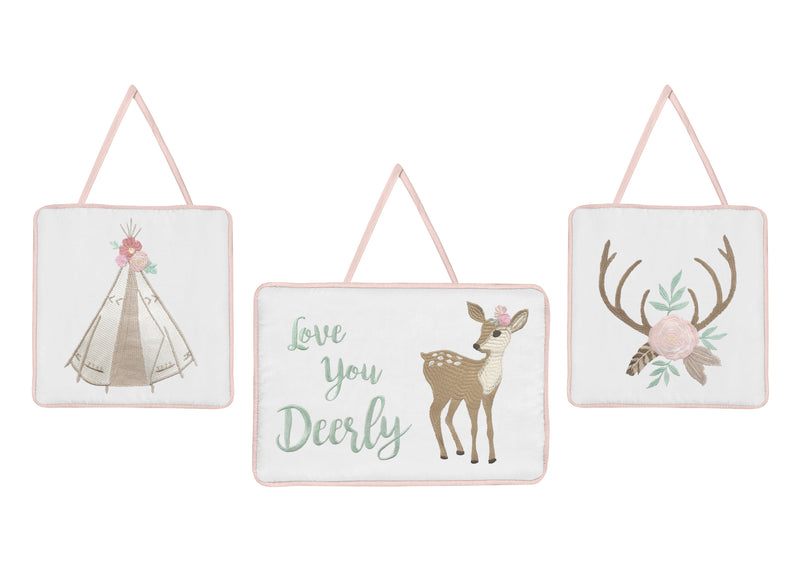 Deer Floral Collection 11 Piece Bumperless Crib Bedding