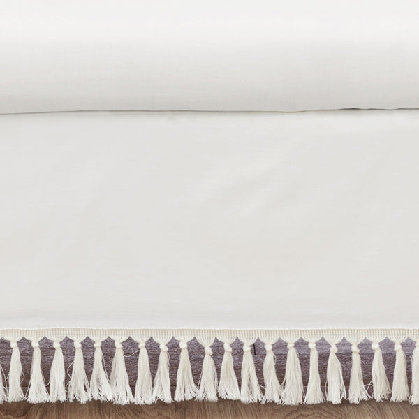 Desert Sun Collection Ivory Fringe Crib Bed Skirt