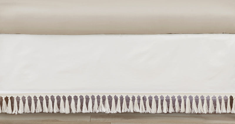 Desert Sun Taupe Collection Solid Ivory Fringe Crib Bed Skirt