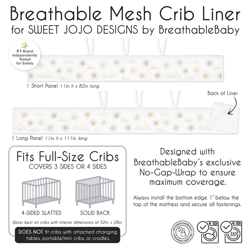 Desert Sun Taupe Collection Sweet Jojo Designs + BreathableBaby Breathable Mesh Crib Liner