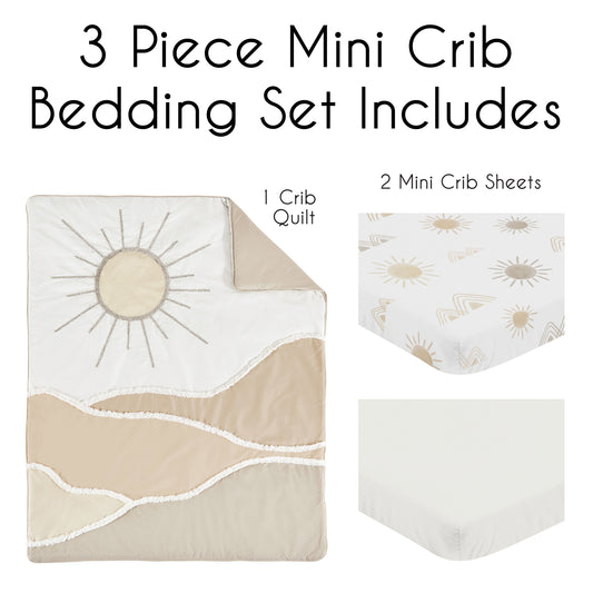 Desert Sun Taupe Collection 3 Piece Mini Crib Bedding Set