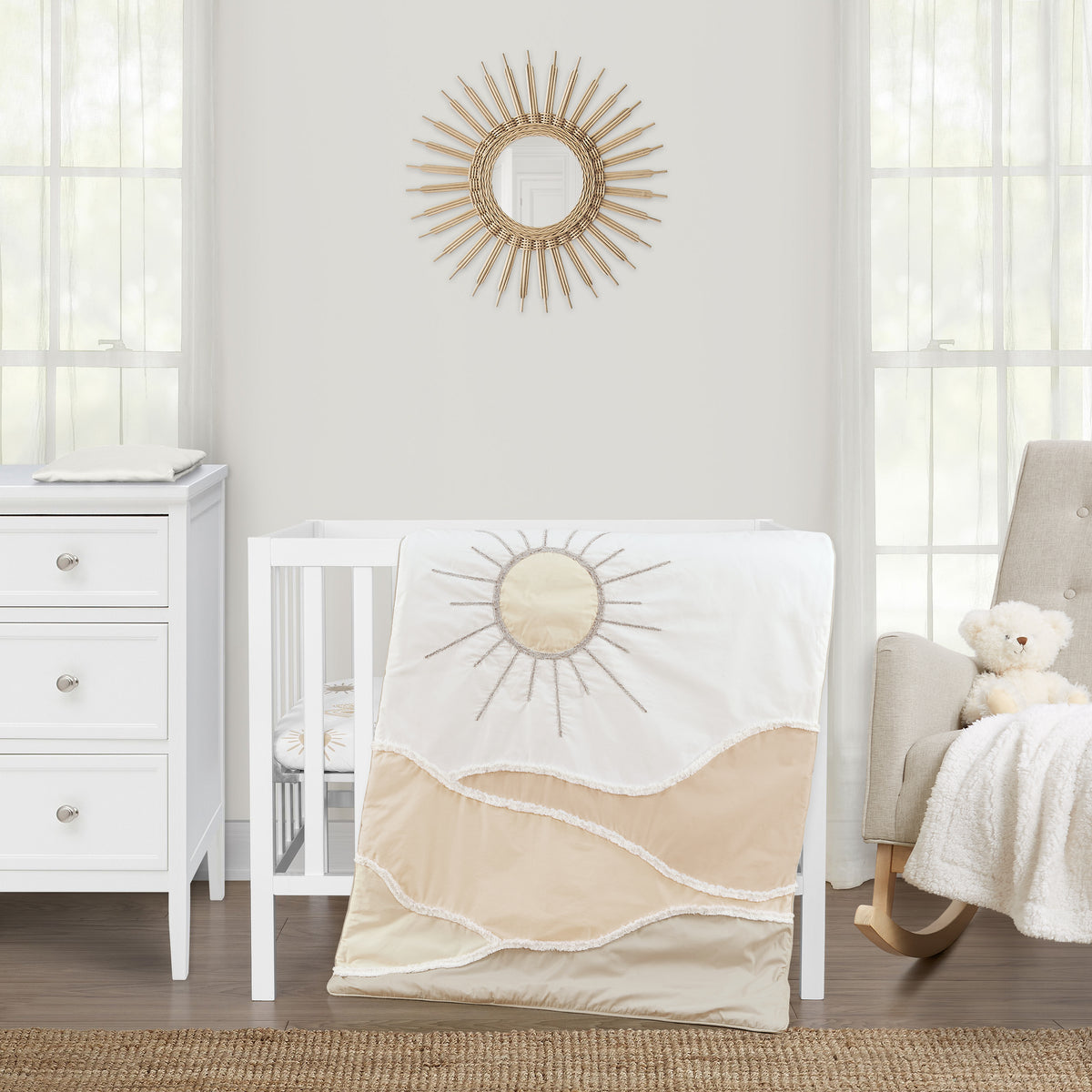 Desert Sun Taupe Collection 3 Piece Mini Crib Bedding Set