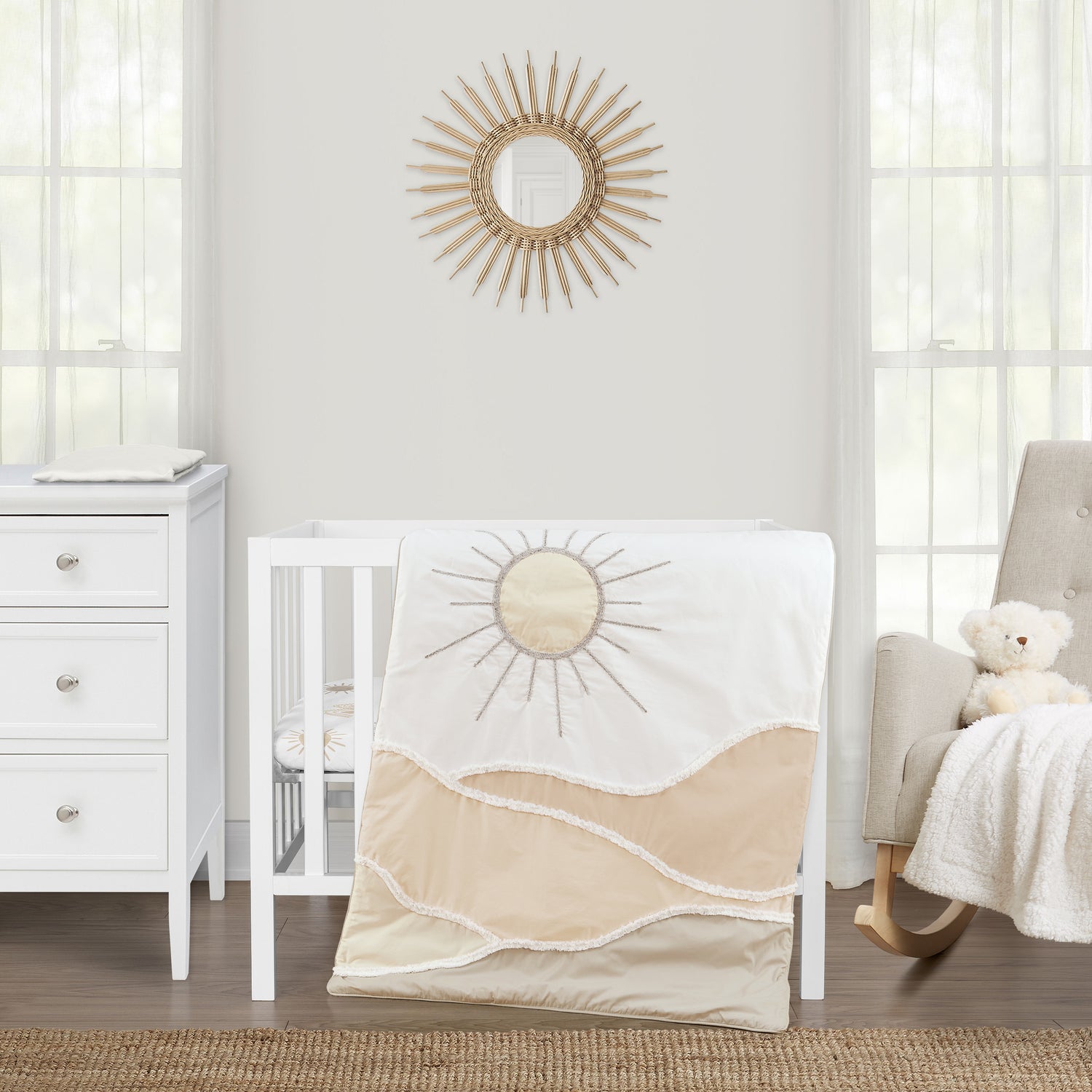 Desert Sun Taupe Collection 3 Piece Mini Crib Bedding Set