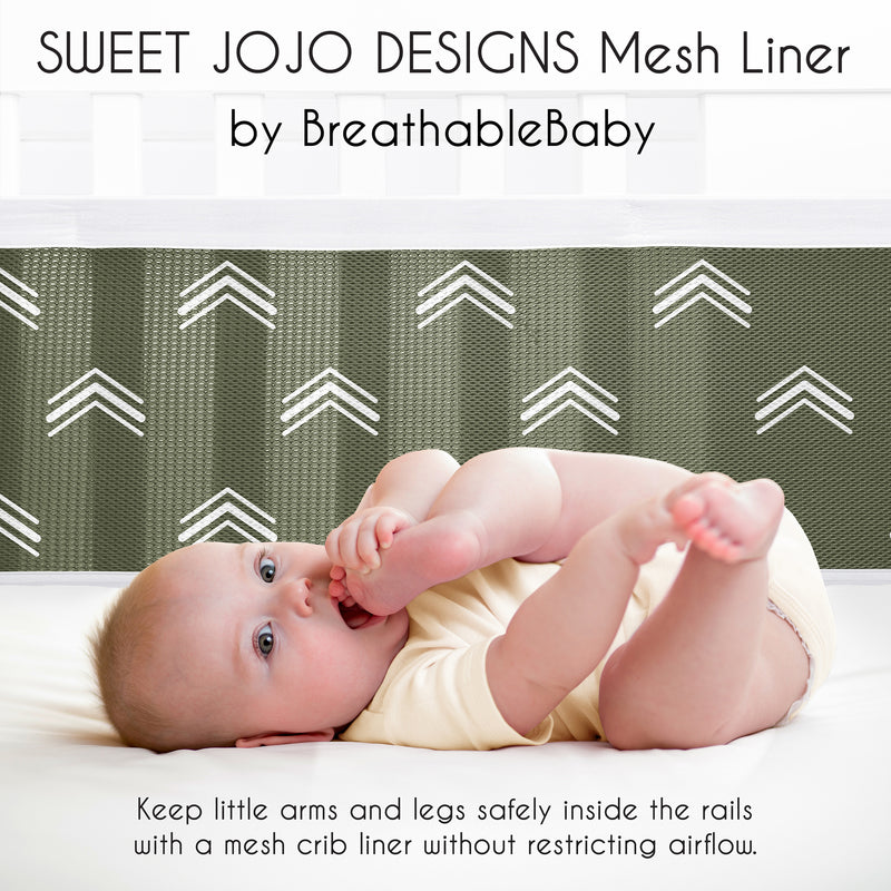 Diamond Tuft Hunter Green Collection Sweet Jojo Designs + BreathableBaby Breathable Mesh Crib Liner