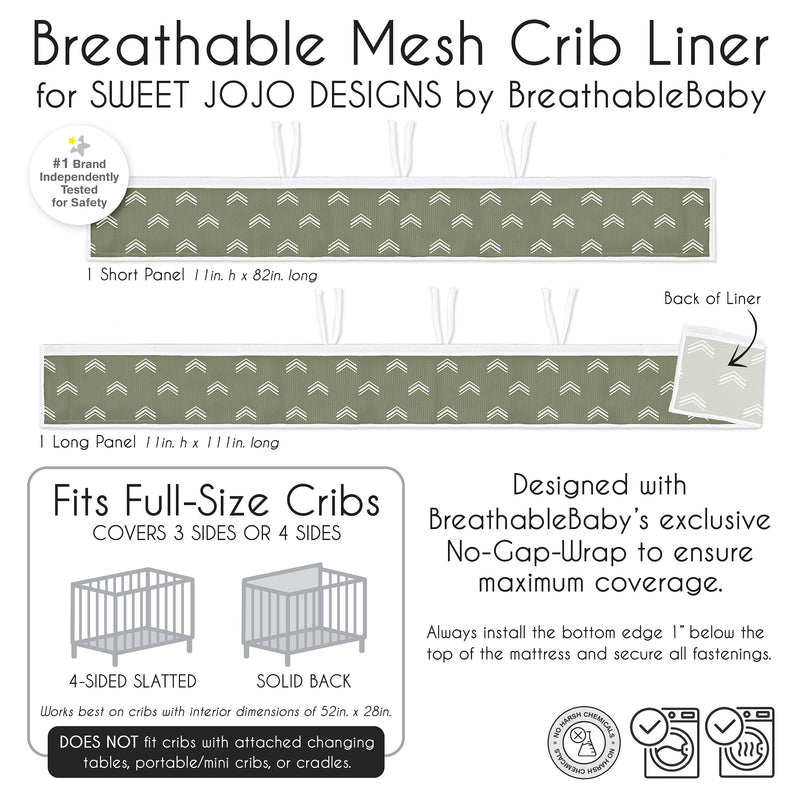 Diamond Tuft Hunter Green Collection Sweet Jojo Designs + BreathableBaby Breathable Mesh Crib Liner