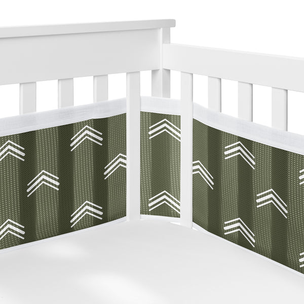 Diamond Tuft Hunter Green Collection Sweet Jojo Designs + BreathableBaby Breathable Mesh Crib Liner