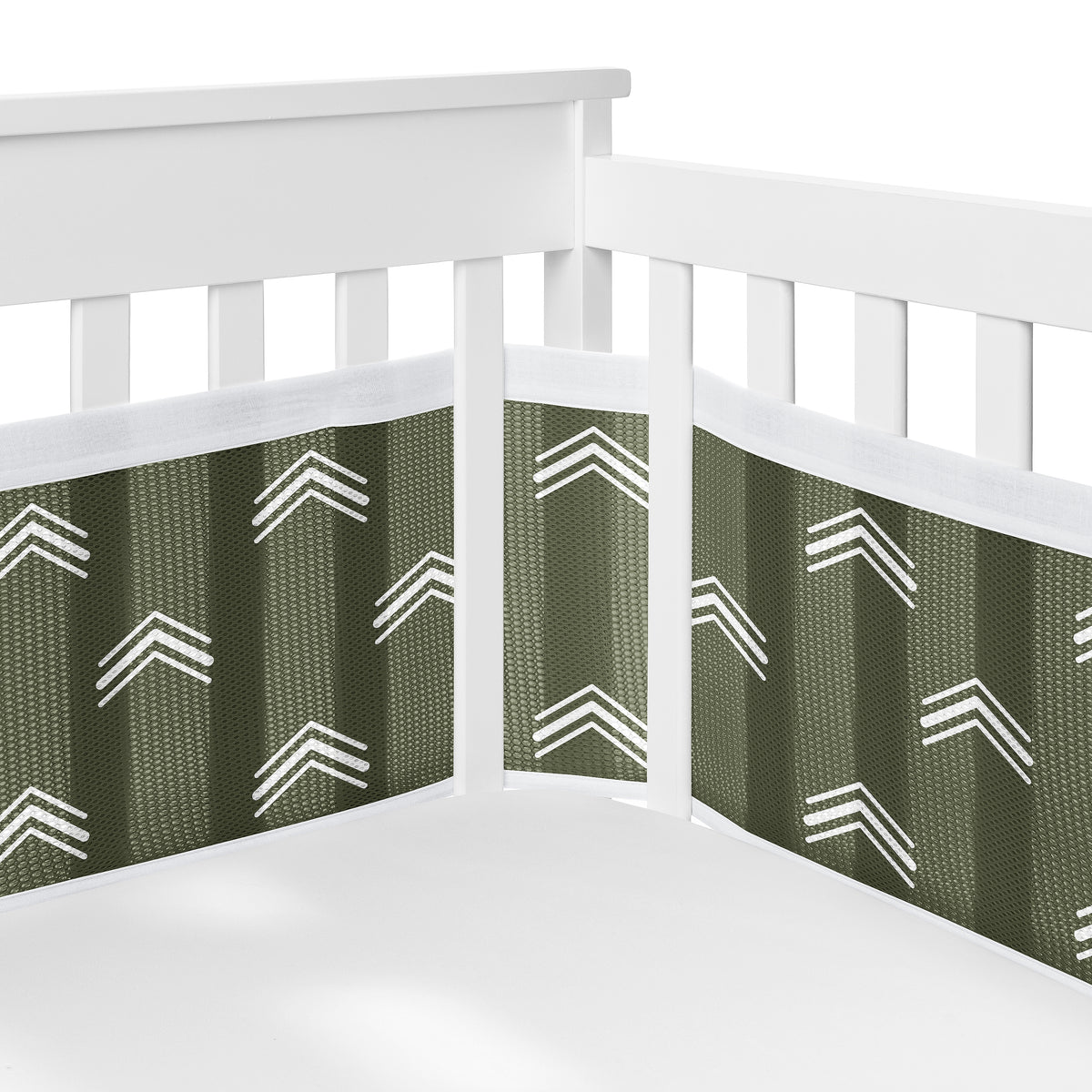 Diamond Tuft Hunter Green Collection Sweet Jojo Designs 6 Piece Crib Bedding + BreathableBaby Breathable Mesh Liner