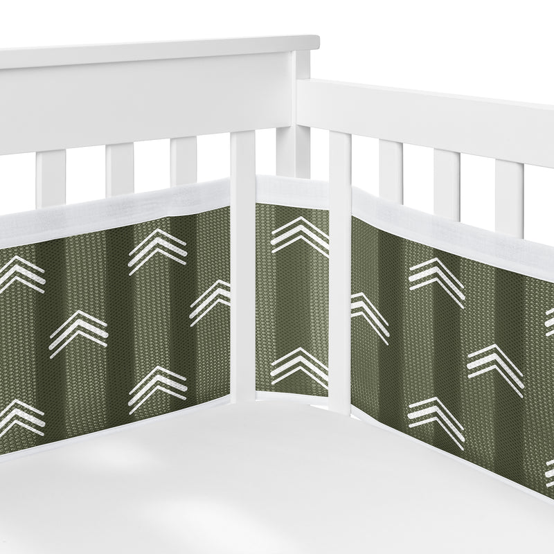 Diamond Tuft Hunter Green Collection Sweet Jojo Designs 6 Piece Crib Bedding + BreathableBaby Breathable Mesh Liner