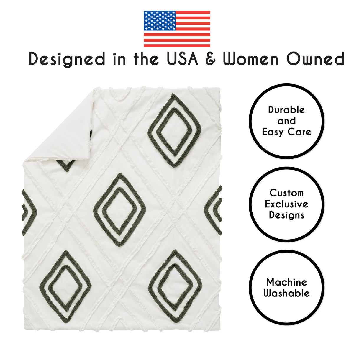 Diamond Tuft 4 Piece Crib Bedding