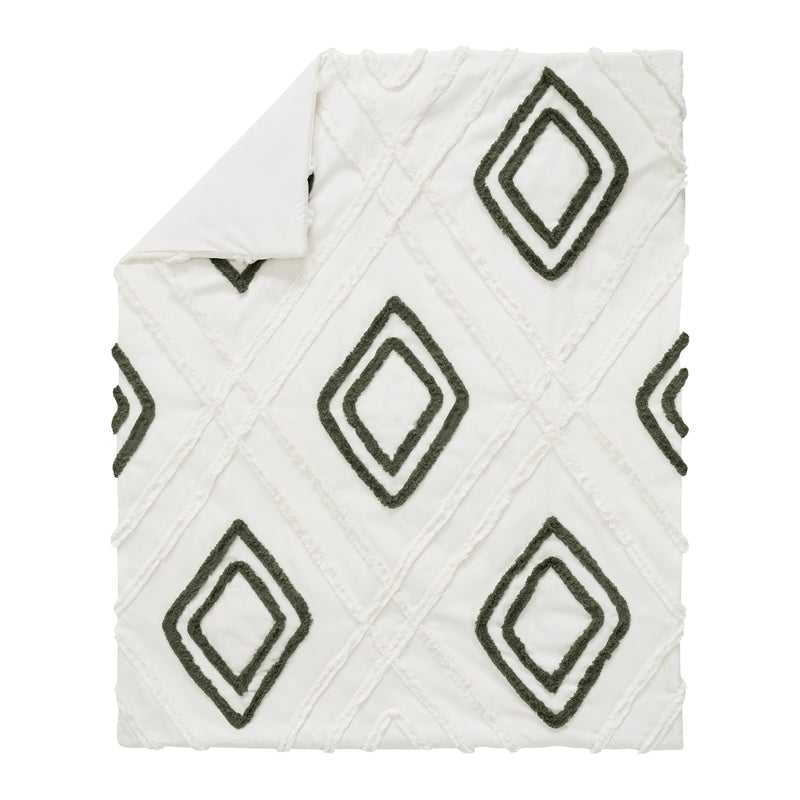 Diamond Tuft Hunter Green Collection Sweet Jojo Designs 6 Piece Crib Bedding + BreathableBaby Breathable Mesh Liner
