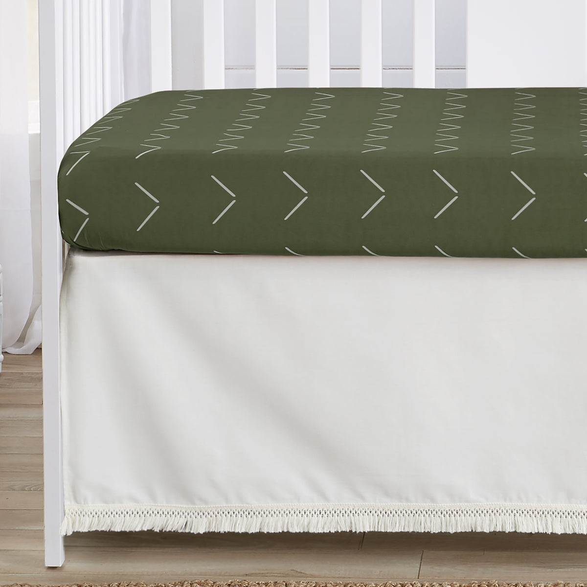 Diamond Tuft Hunter Green Collection Sweet Jojo Designs 6 Piece Crib Bedding + BreathableBaby Breathable Mesh Liner