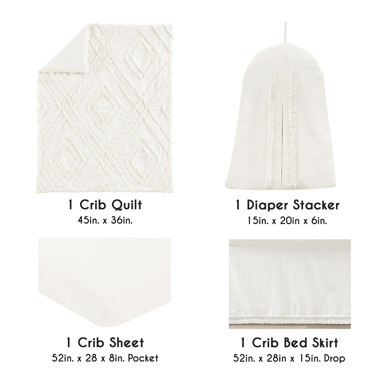 Diamond Tuft 4 Piece Crib Bedding