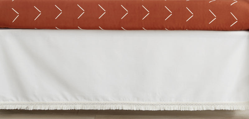 Diamond Tuft Orange Collection Fringe Crib Bed Skirt