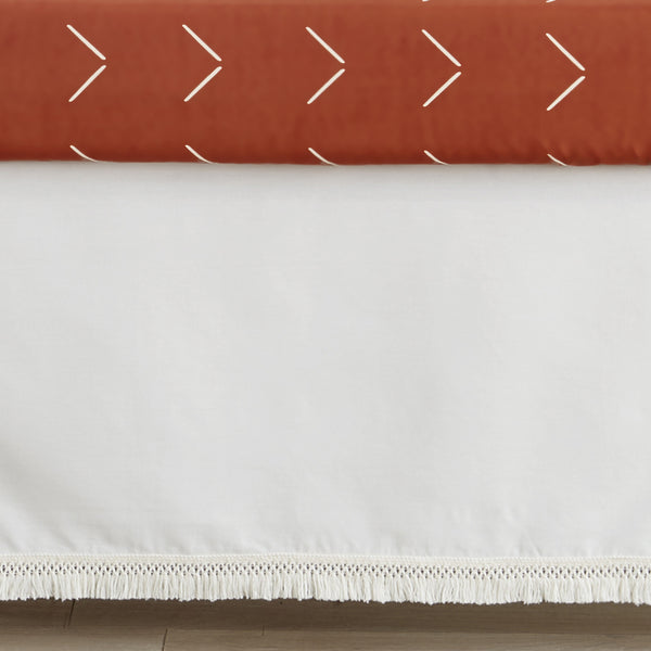 Diamond Tuft Orange Collection Fringe Crib Bed Skirt
