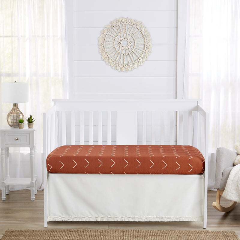 Diamond Tuft Orange Collection Fringe Crib Bed Skirt