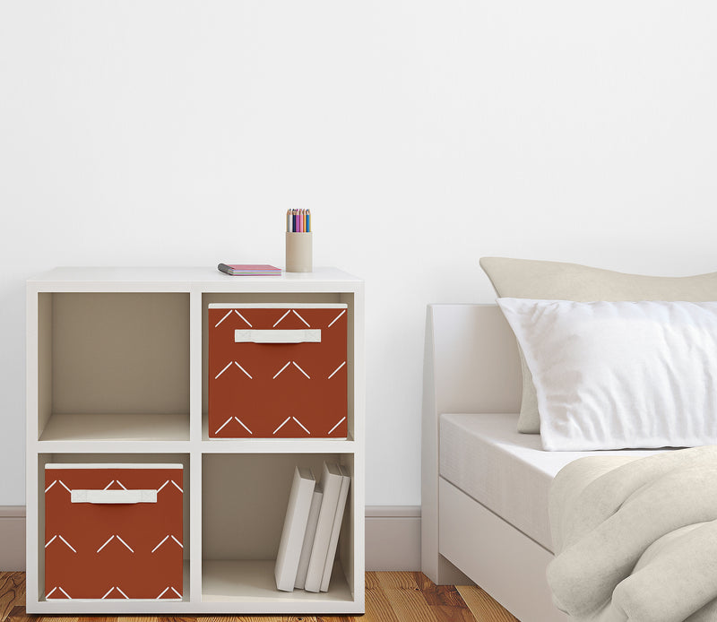 Diamond Tuft Orange Collection Arrow Print Foldable Fabric Storage Bins
